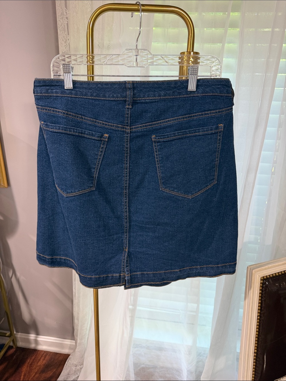Style & Co. Dark Indigo Button-Front Denim Mini Skirt - Picture 4 of 4